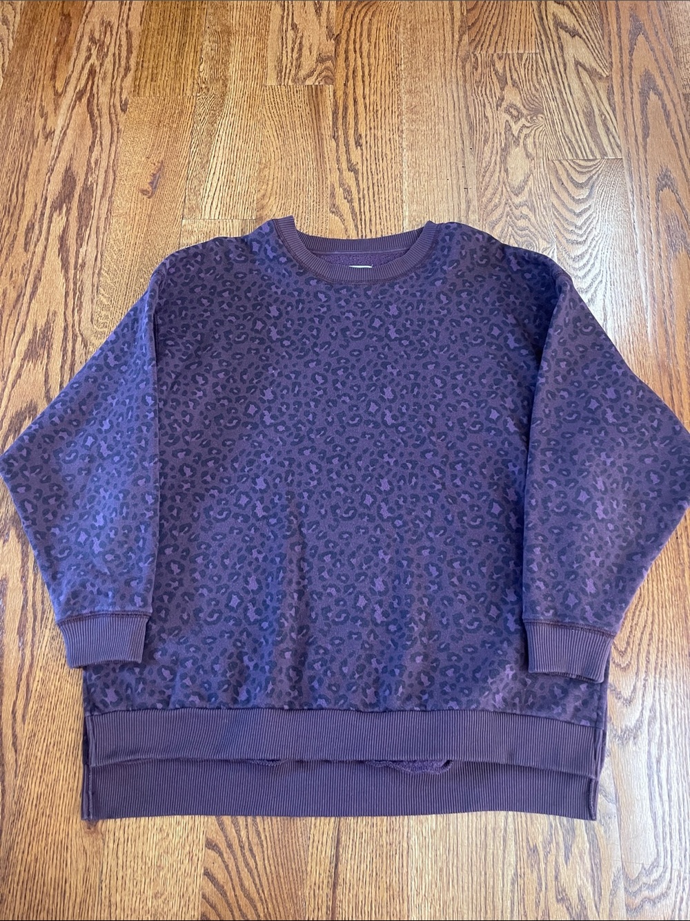 American Eagle Outfitters Purple Leopard Print Crewneck Sweatshirt